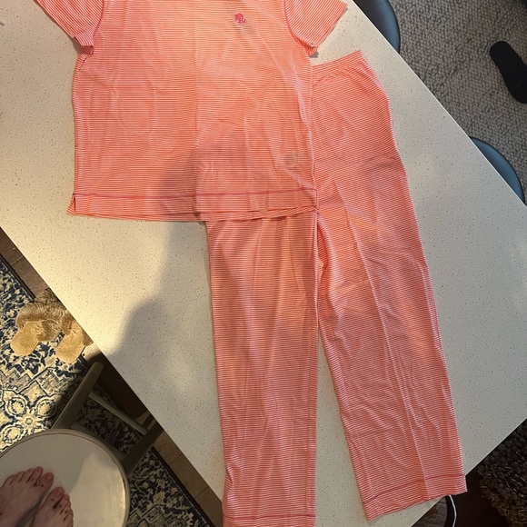 NWT Lauren by Ralph Lauren Striped Orange and White Pajamas - Picture 2 of 13